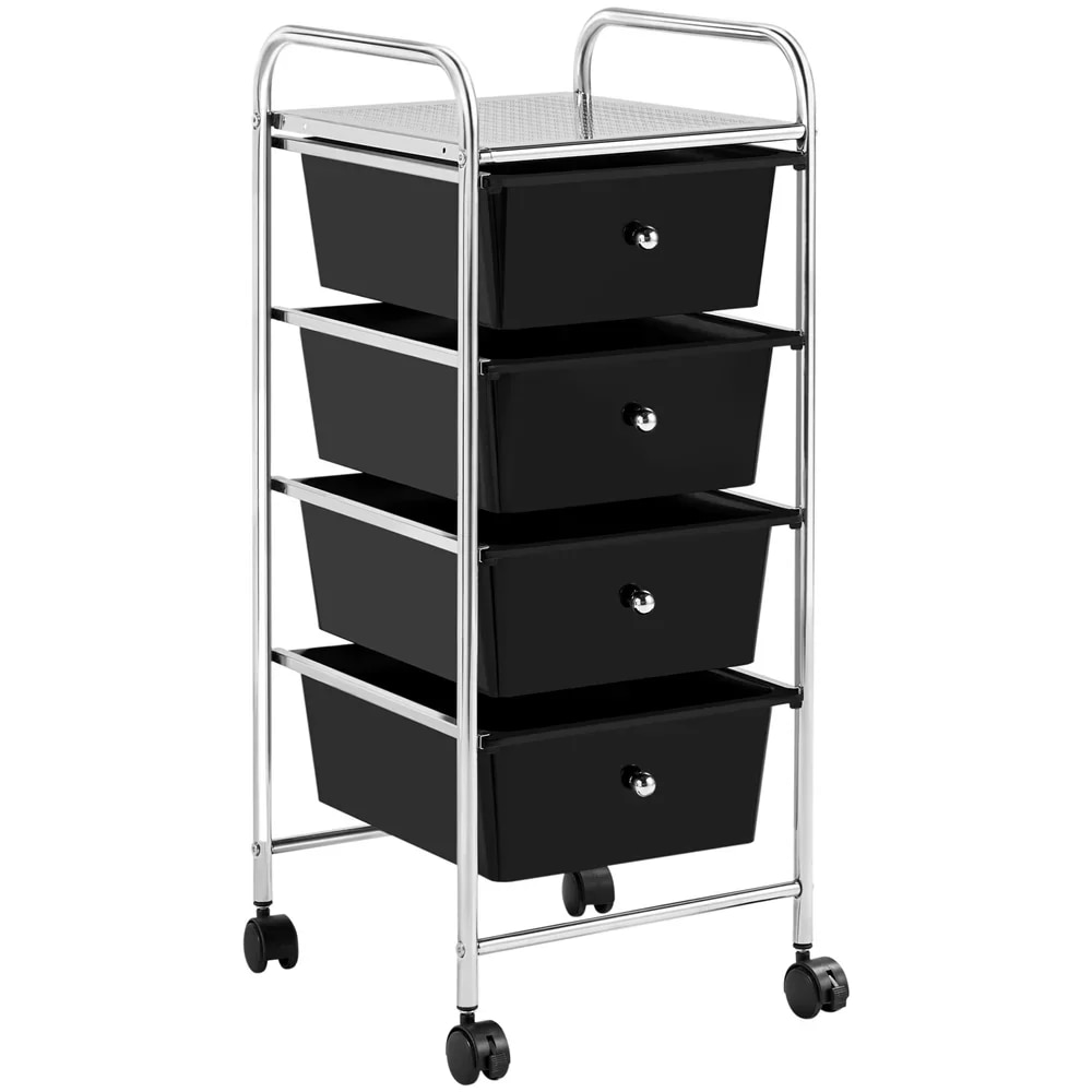 4 Drawers Metal Frame Storage Cart Rolling Bin Organizer Trolley ...